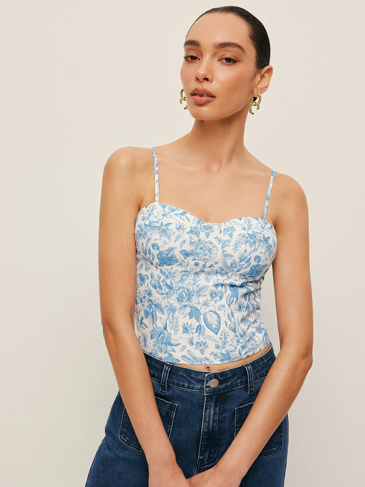 Floral Print Corset Crop Top - Takermore