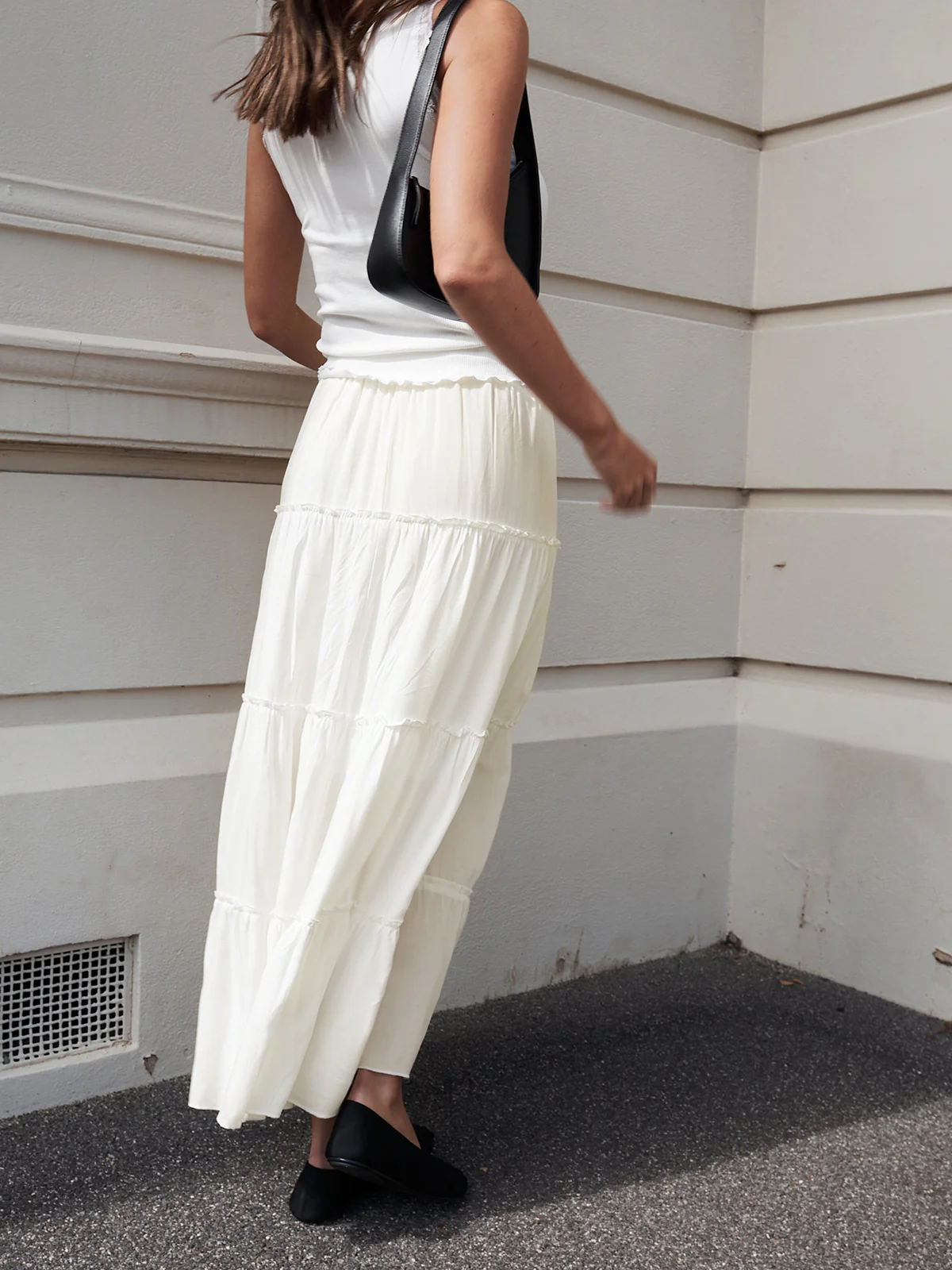 Solid Layered Long Skirt - Takermore