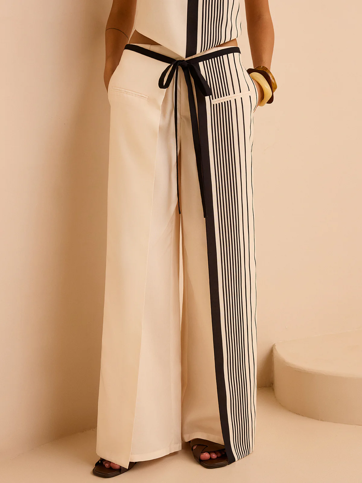 Striped Low-Waist Pants - Takermore