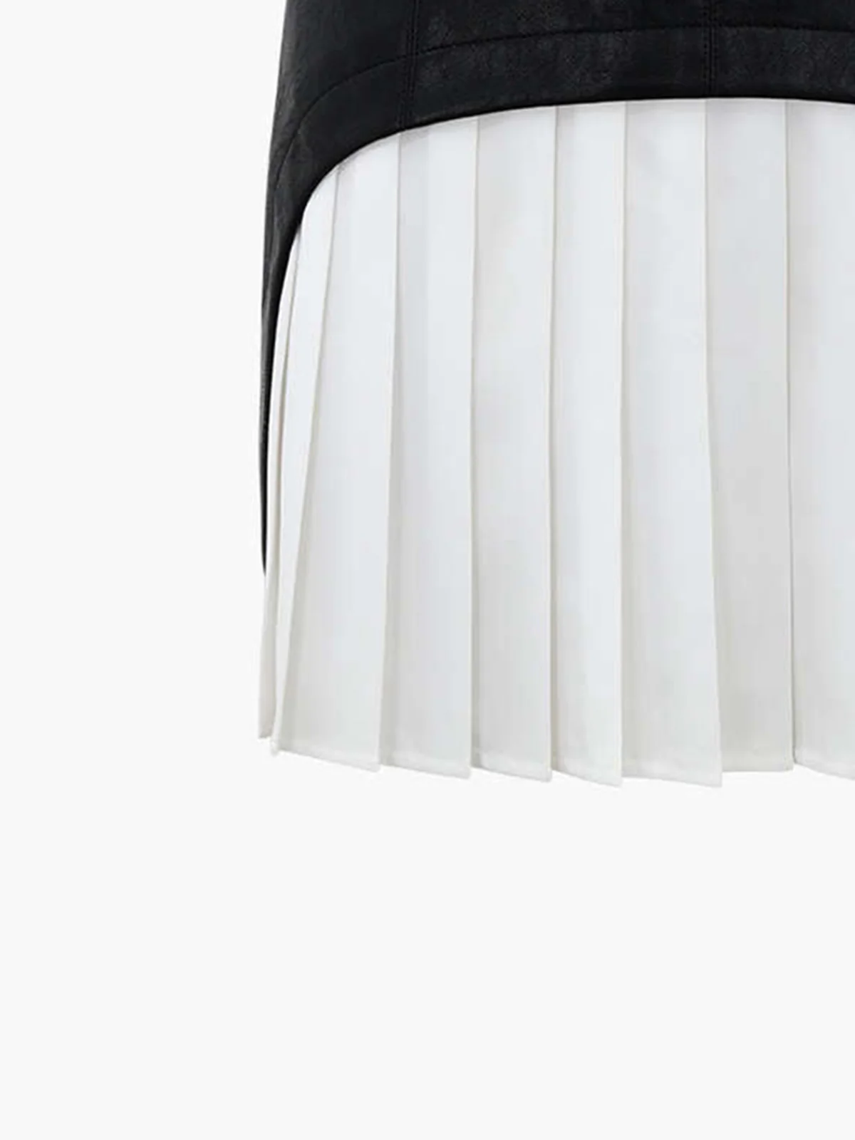 Faux Leather Patchwork Pleated Mini Skirt - Takermore