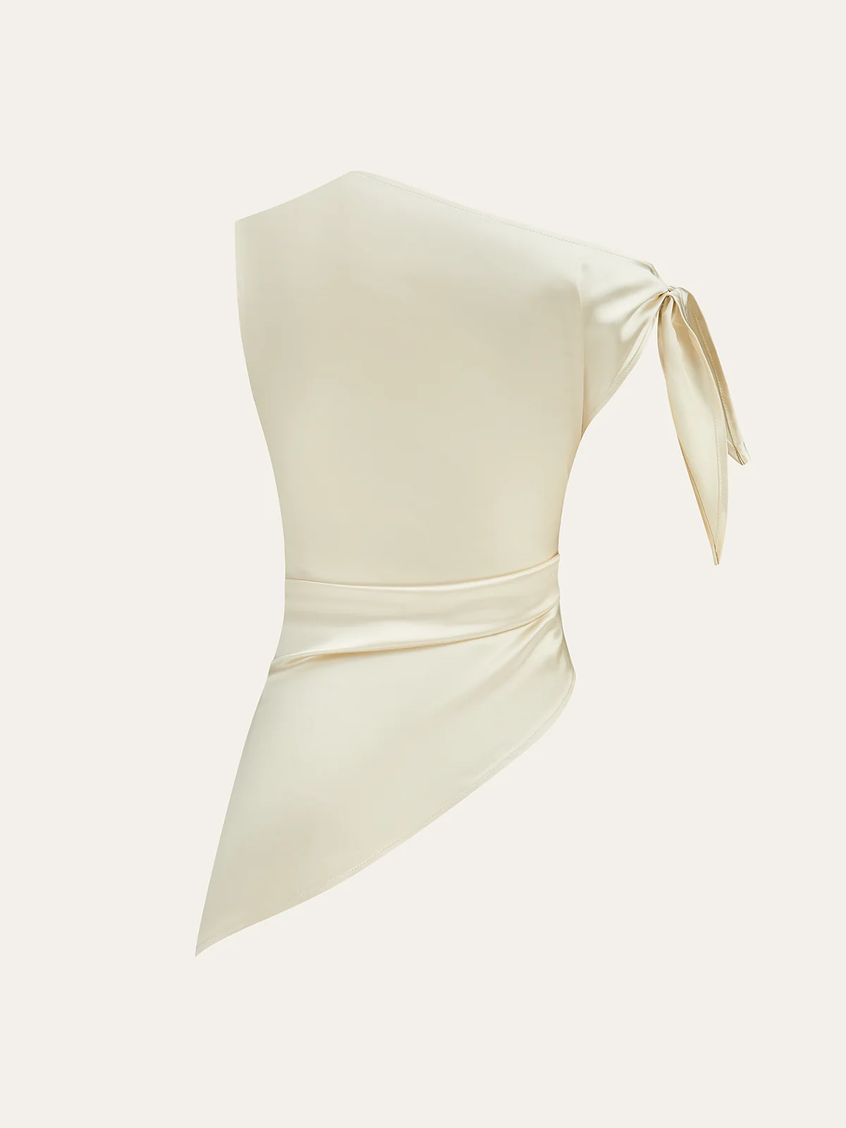 One-Shoulder Asymmetric Hem Top with Bow Detail - Takermore
