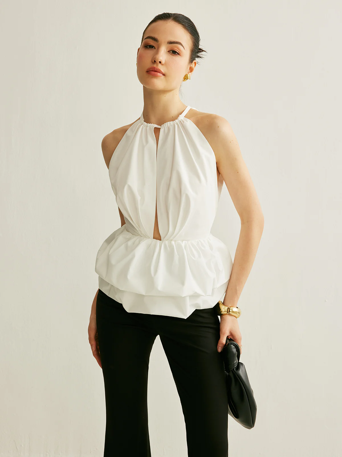 Peplum Keyhole Neck Top - Takermore