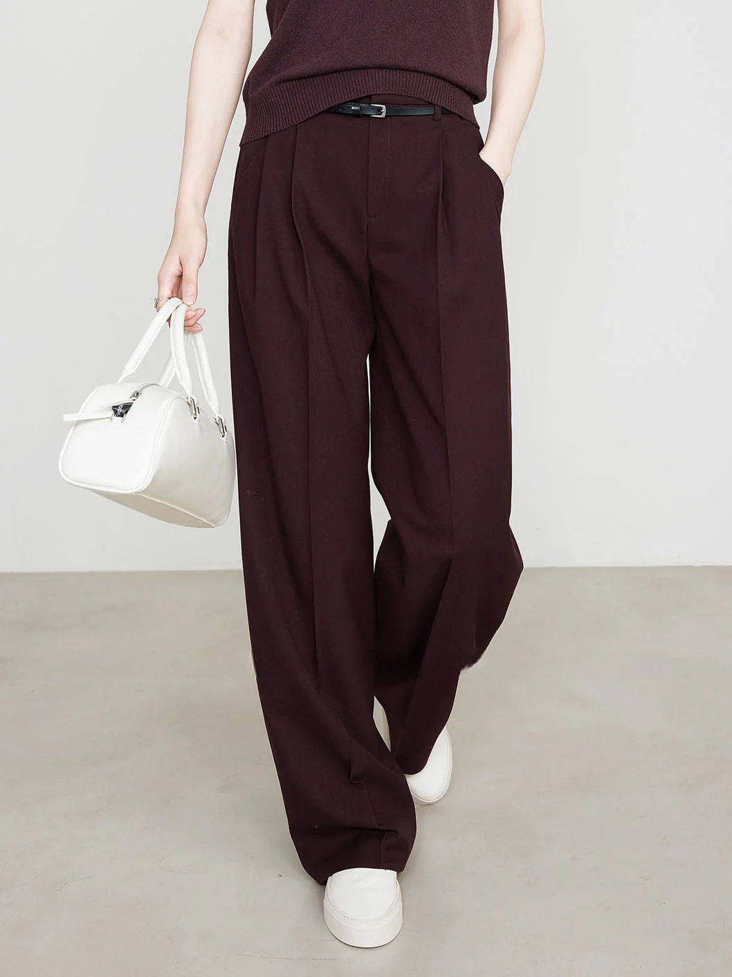 Utility High-Waist Pleated Pants Without Belt - Takermore