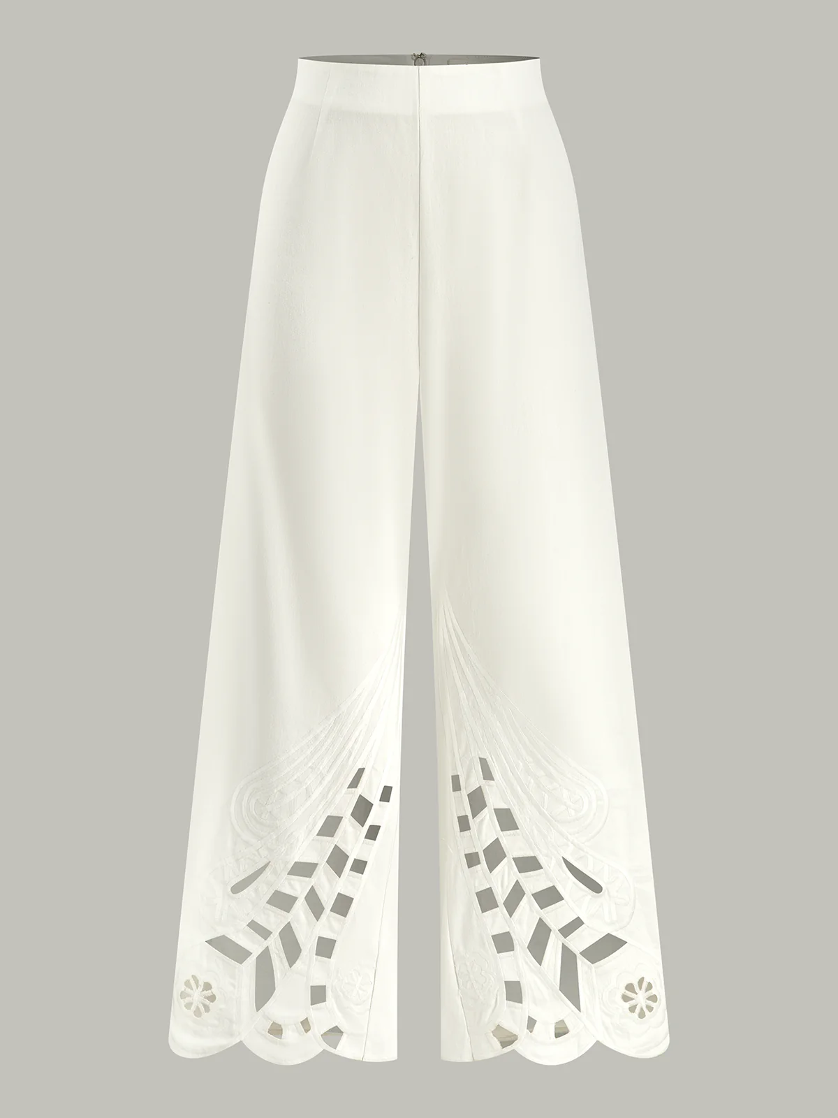Embroidery Cut-Out Wide-Leg Pants - Takermore