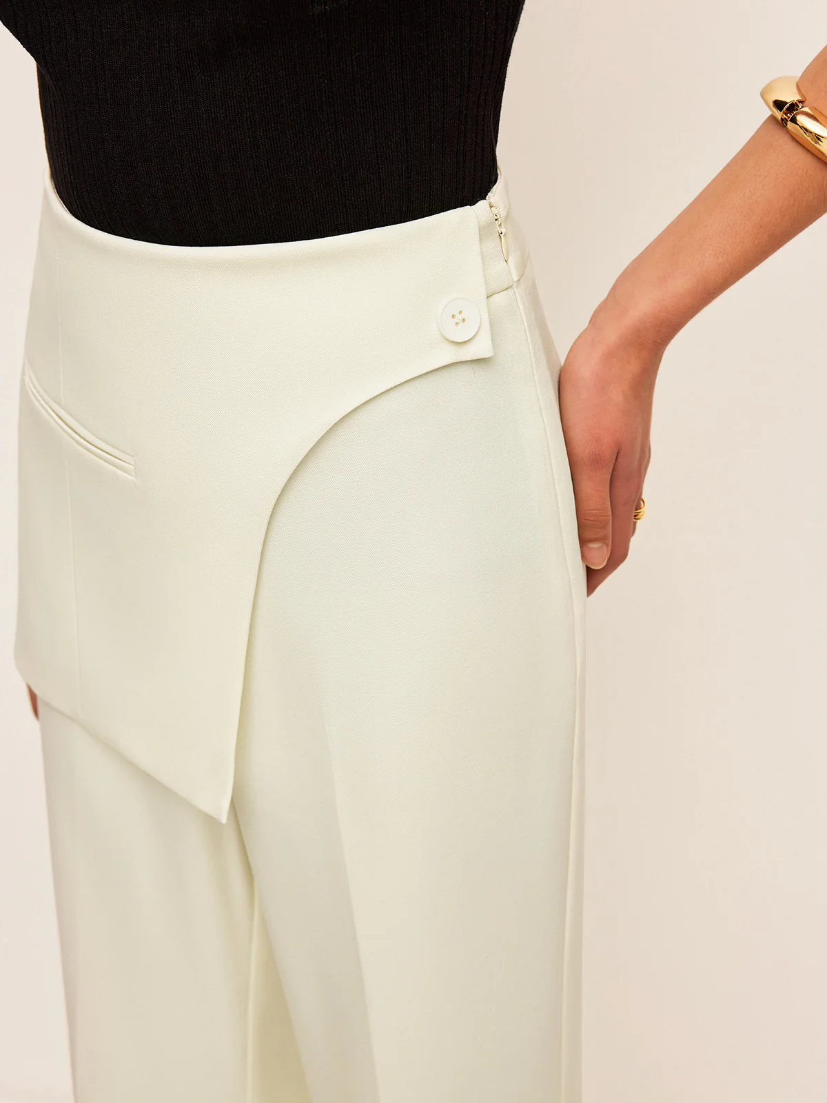 Mid-Waist Pockets Pants With Wrap Detail - Takermore