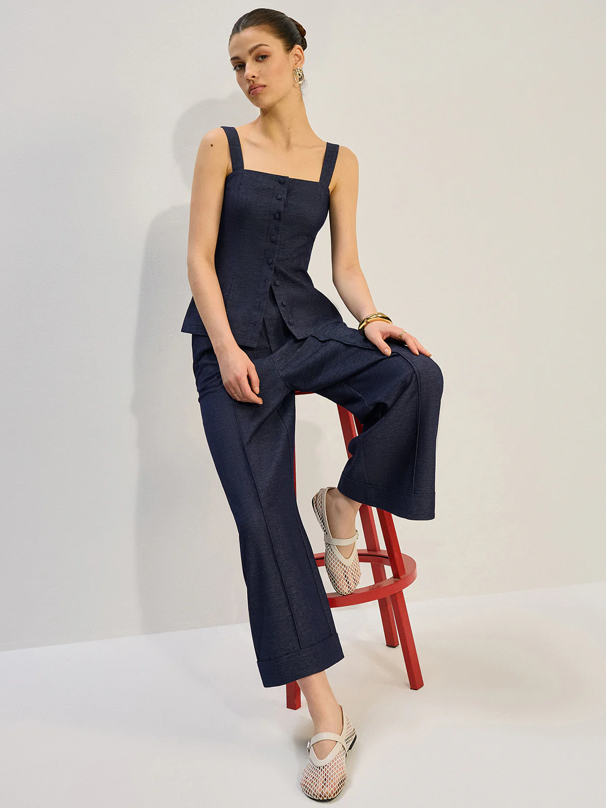 Denim Wide-Leg Pants - Takermore
