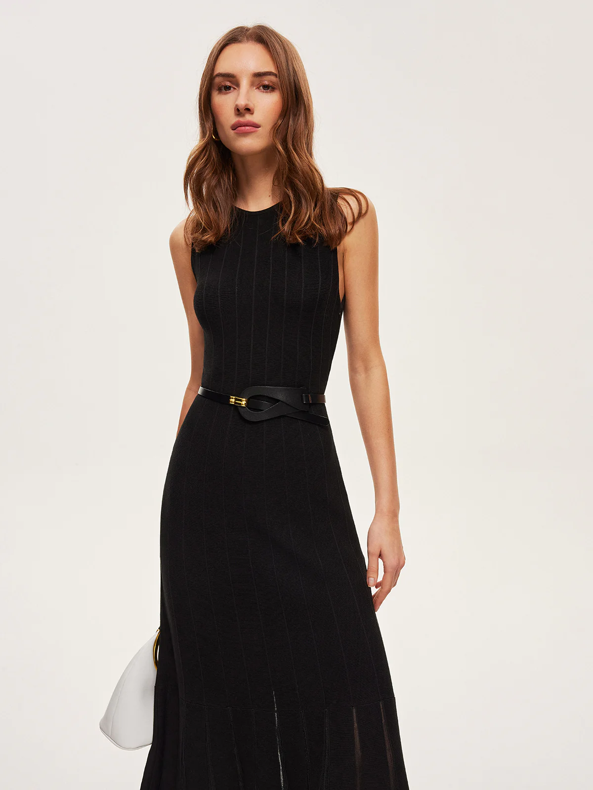 Semi-Sheer Mesh Flared Dress Without Belt - Takermore