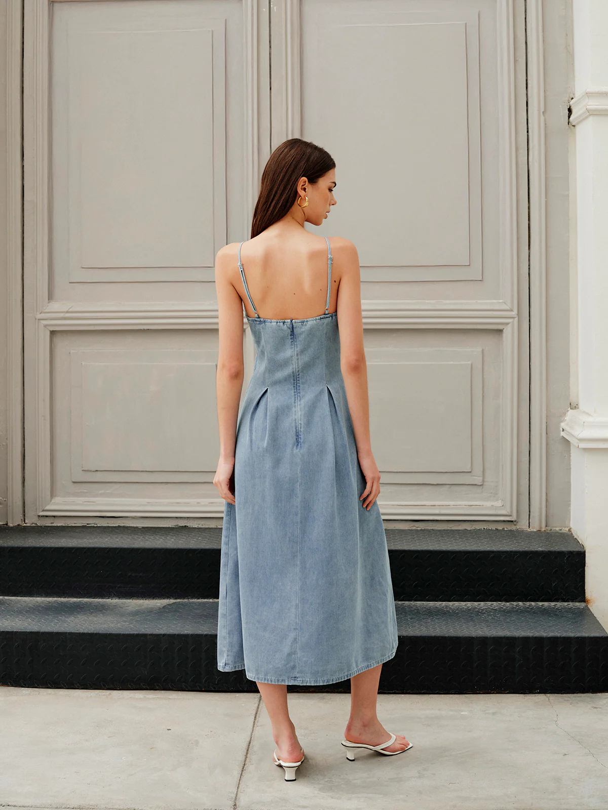 Minimalist Zipper Denim Dress - Takermore