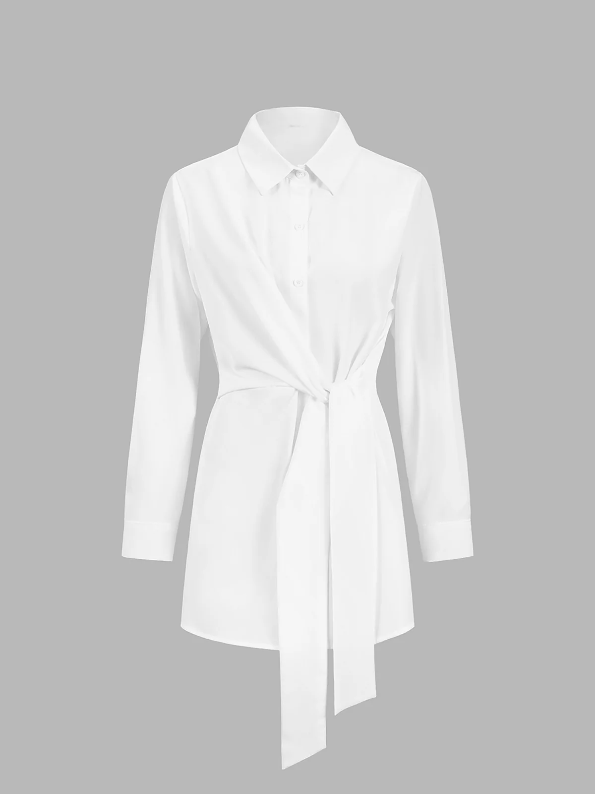 Semi-Sheer Button Down Tied Long Shirt - Takermore