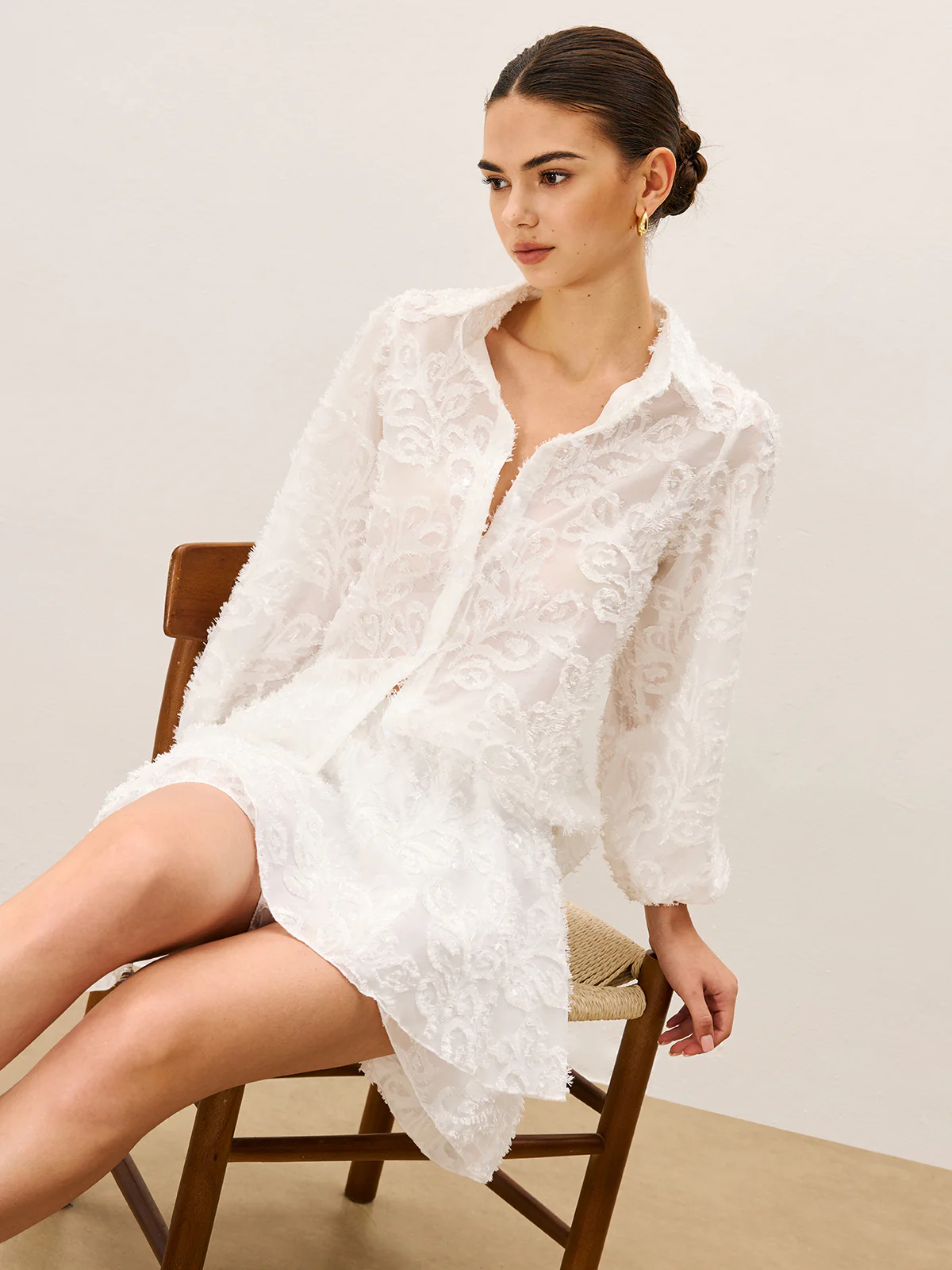 Sheer Embroidered Skirt Set - Takermore