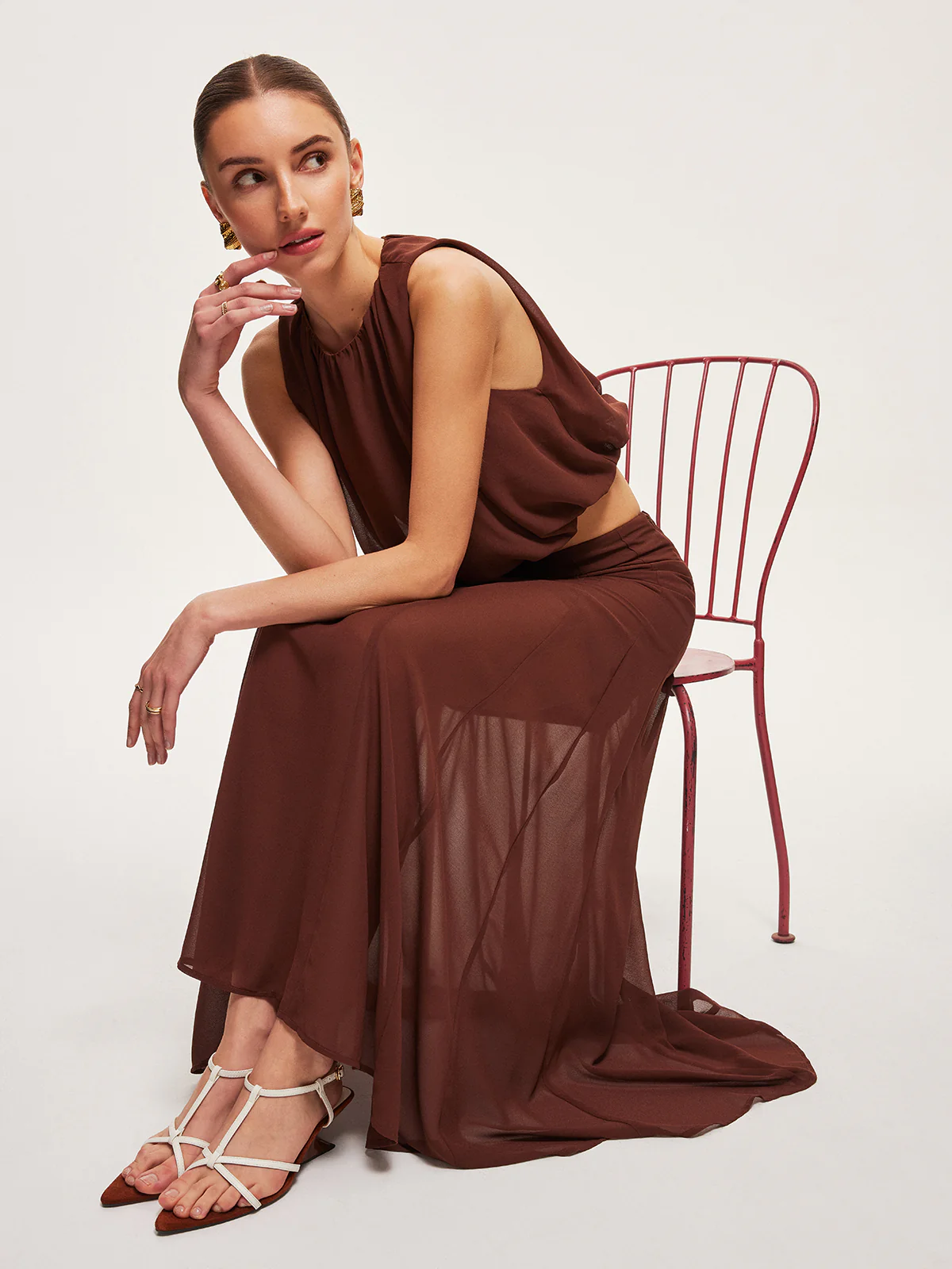 Chiffon Sleeveless Crop Top - Takermore