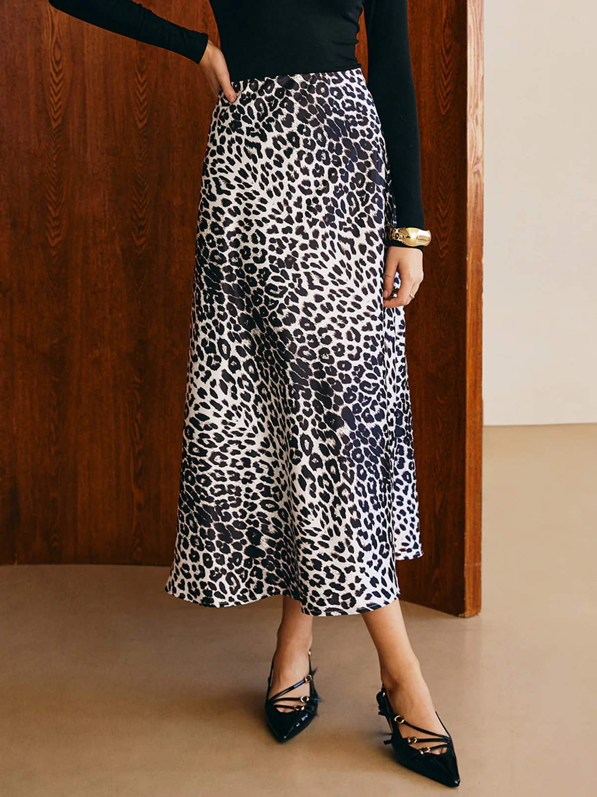 Leopard Printed Midi Skirt - Takermore