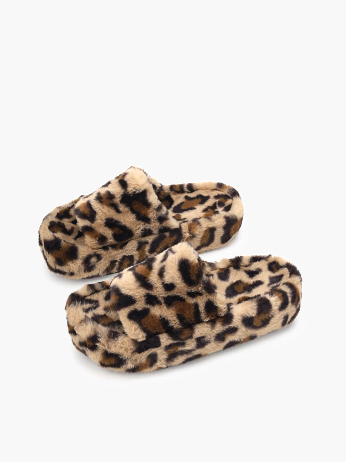 Leopard Fuzzy Platform Slippers - Takermore