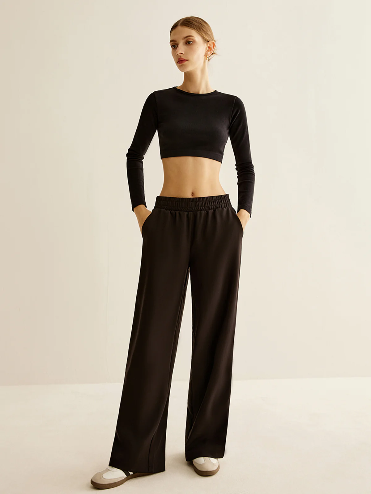 Contrast Striped Elastic Waist Pants - Takermore