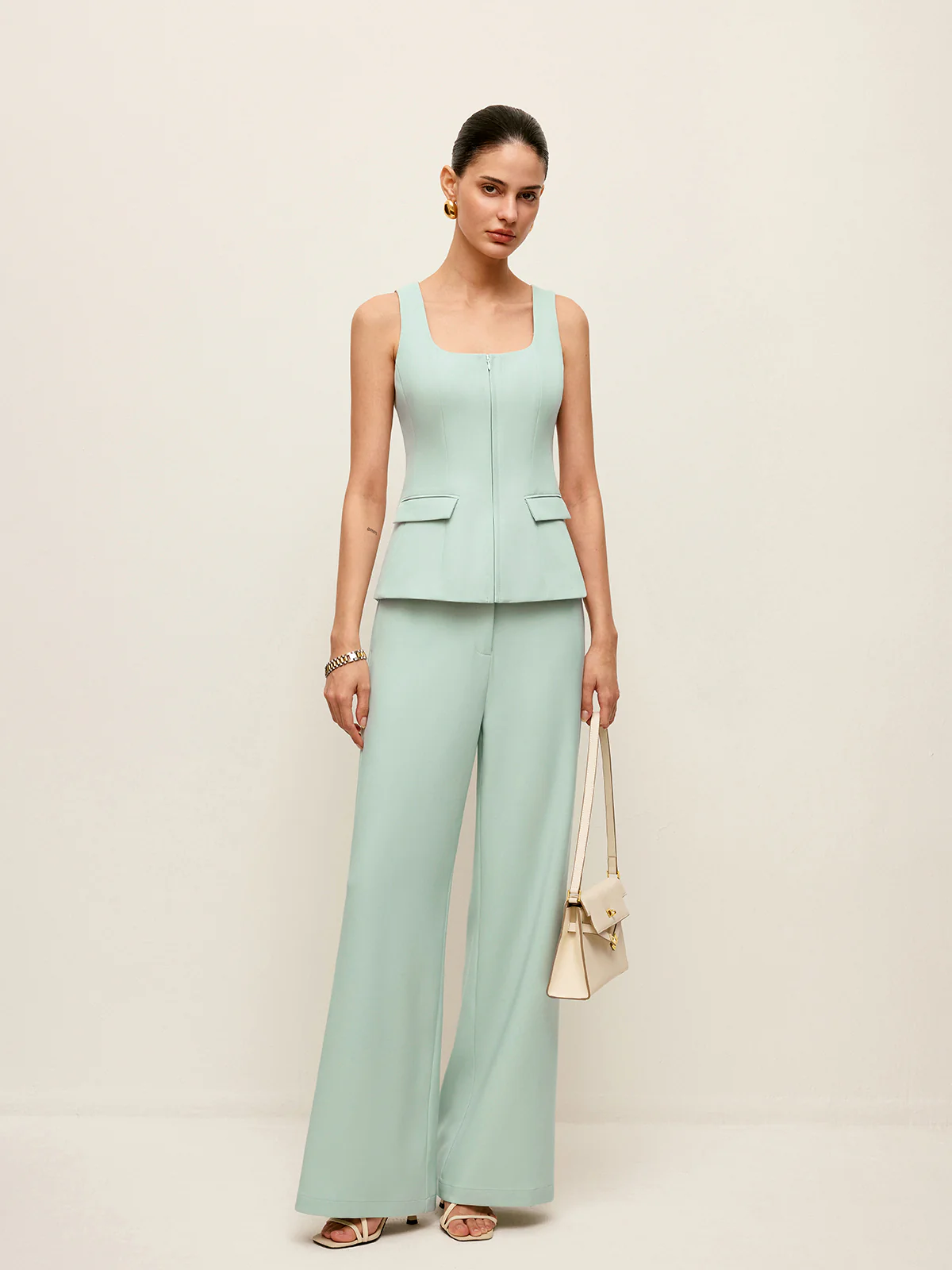 Mid-Waist Wide-Leg Pants Without Belt - Takermore