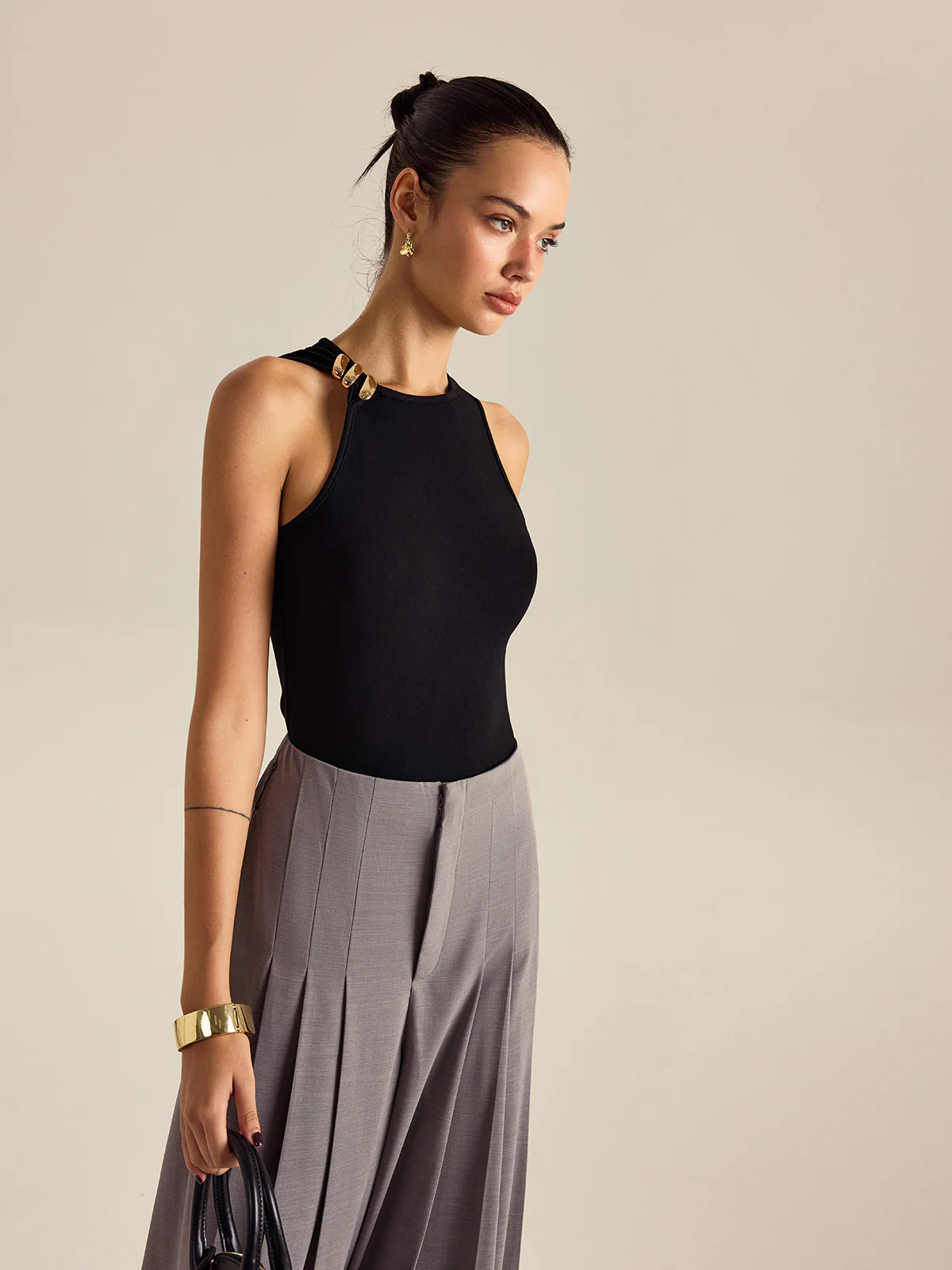 Metal Decor Sleeveless Top - Takermore