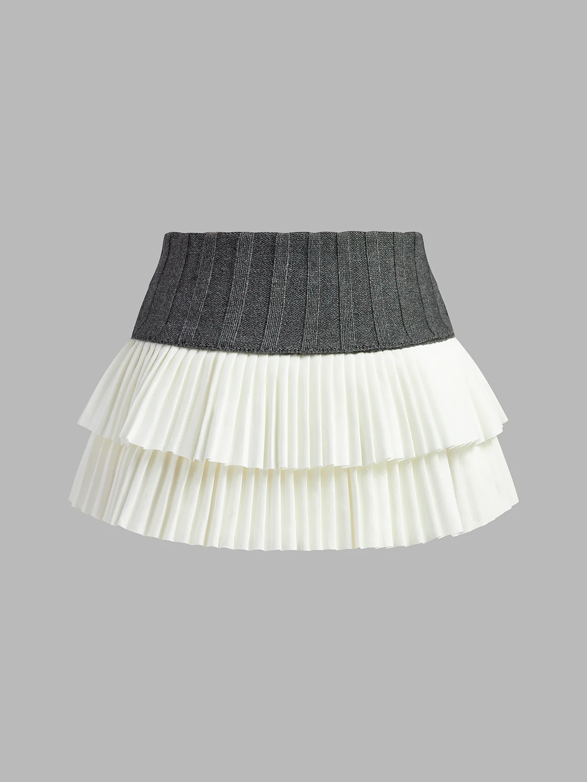 Two-Tone Pleated Mini Skirt - Takermore