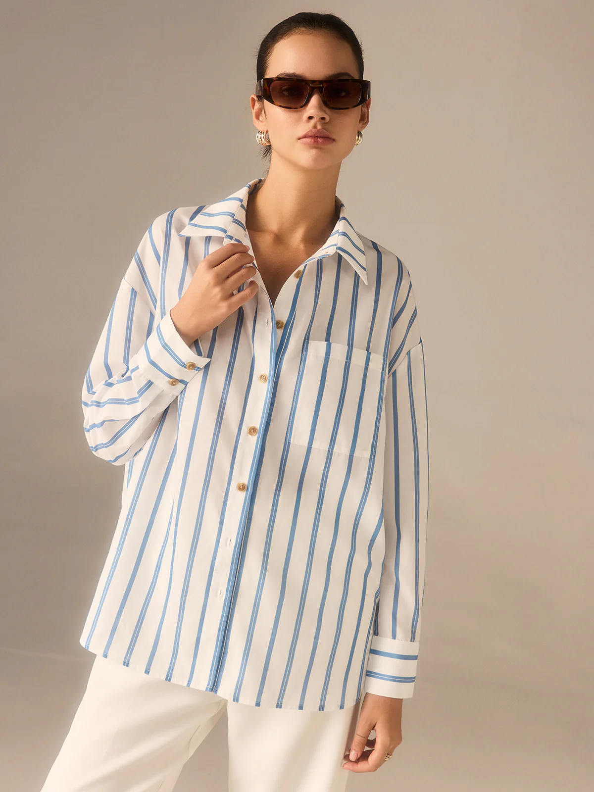 Oversized Striped Button Shirt - Takermore