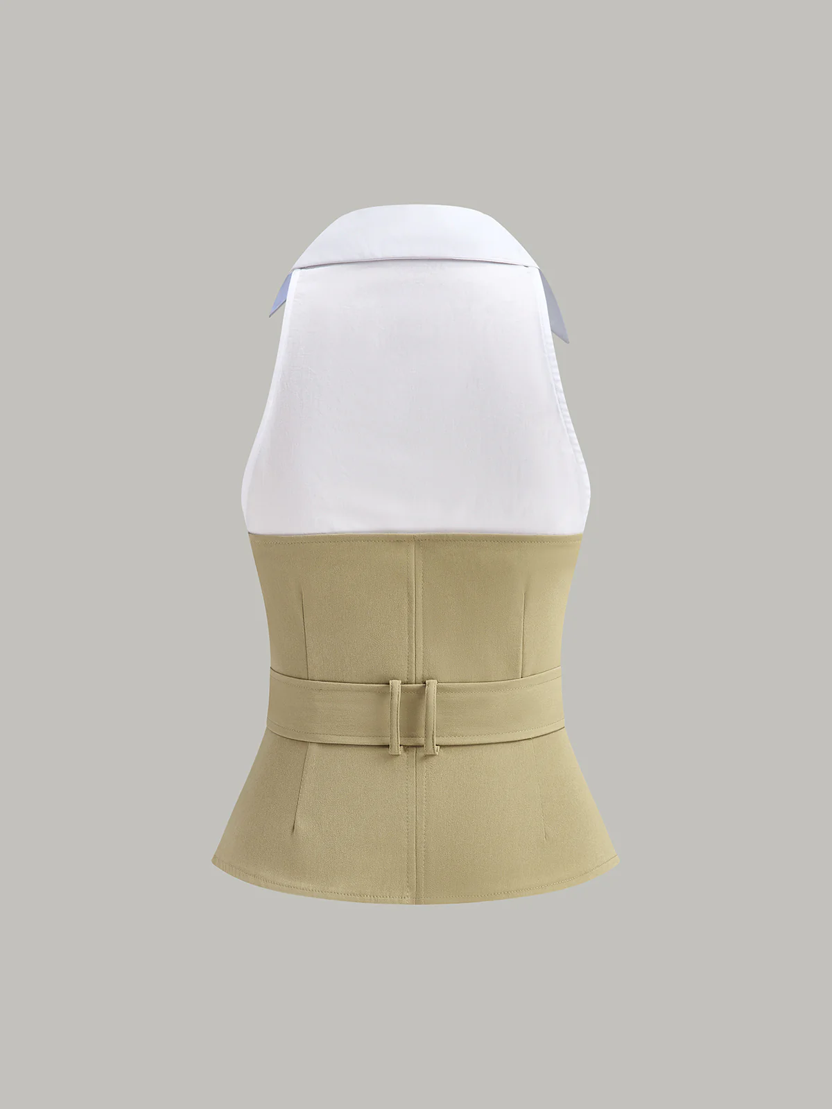 Belted Collared Sleeveless Top - Takermore