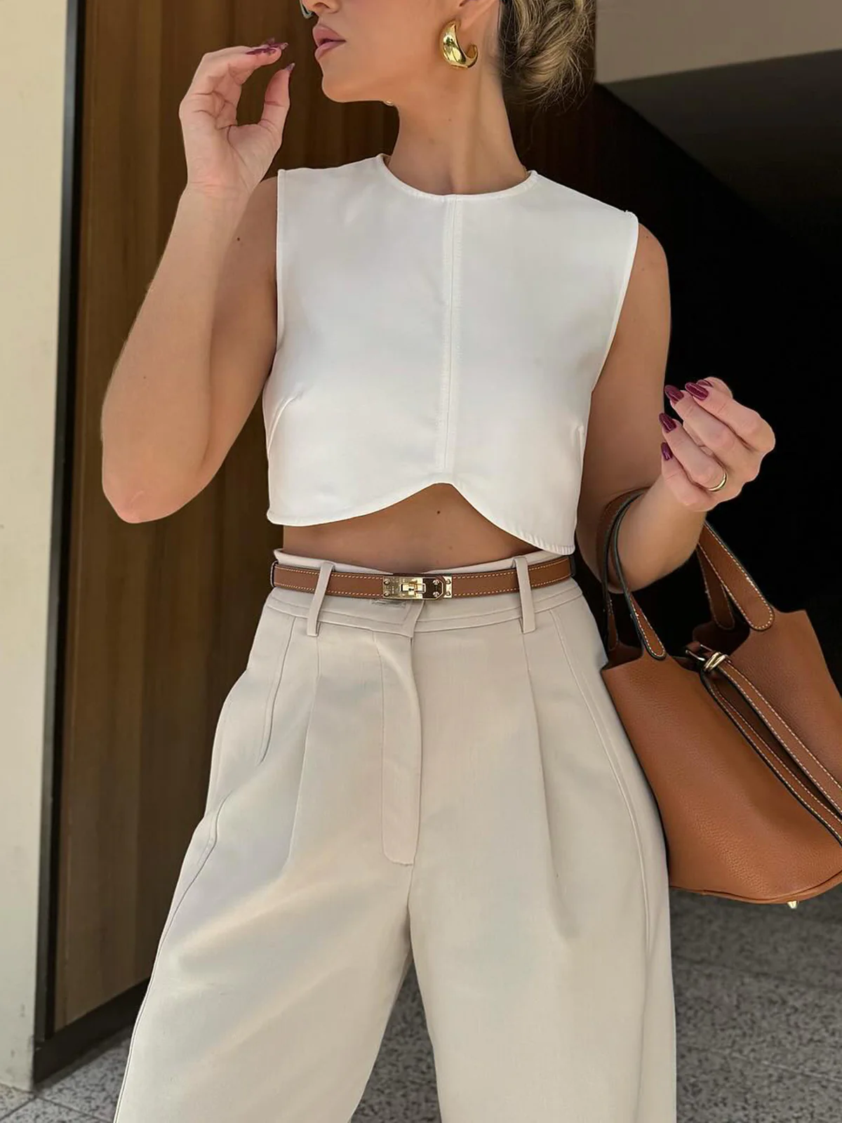 Pleated Cropped Pants - Takermore