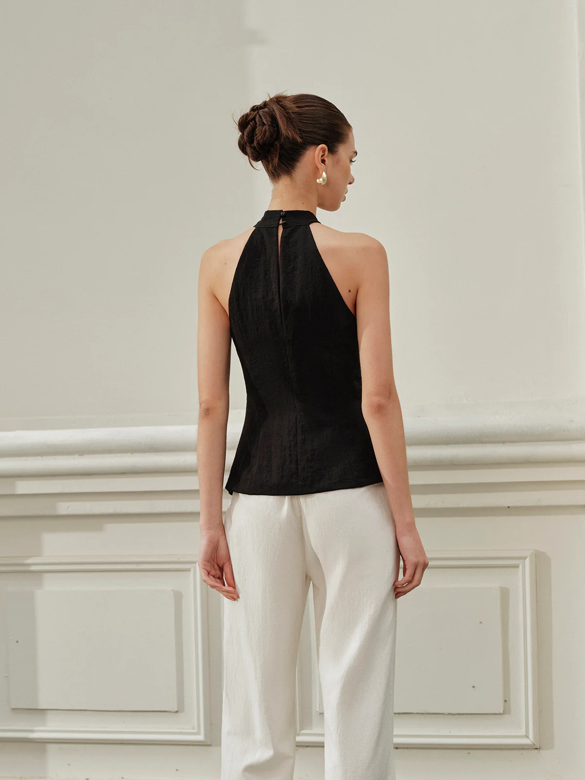 Halter Asymmetrical-Neck Split Top - Takermore