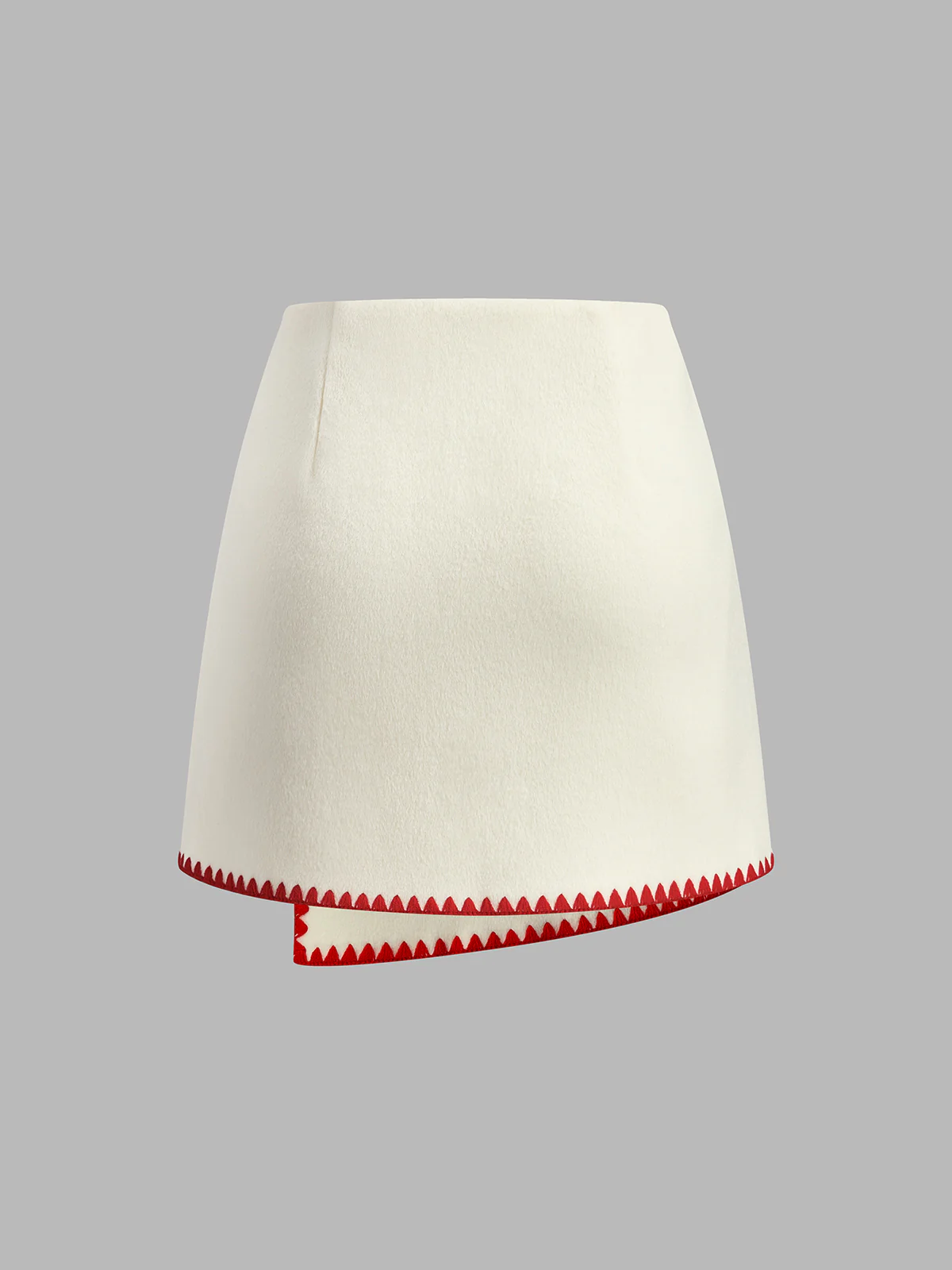 Contrast Embroidered Trim Tweed Skirt - Takermore