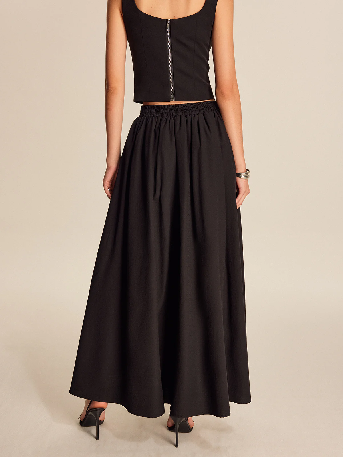 Mid Waist Flared Pleated Skirt - Takermore