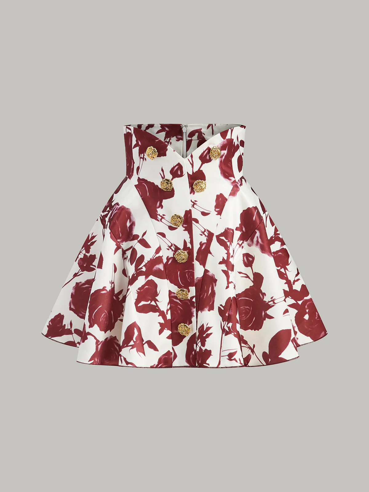 Floral Print Button-Detail Skirt - Takermore
