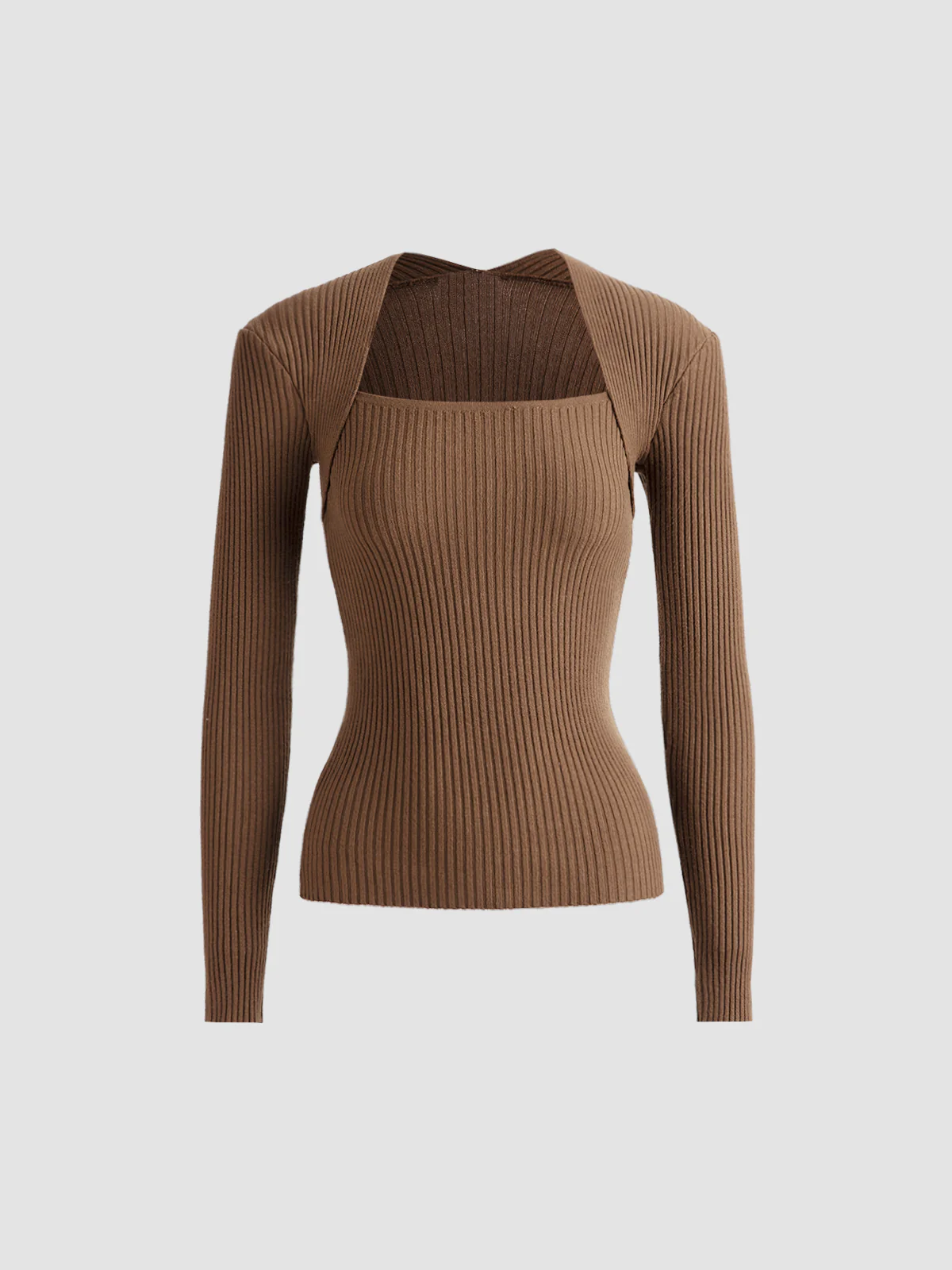 Bronzework Knitted Ribbed Pullover Sweater - Takermore