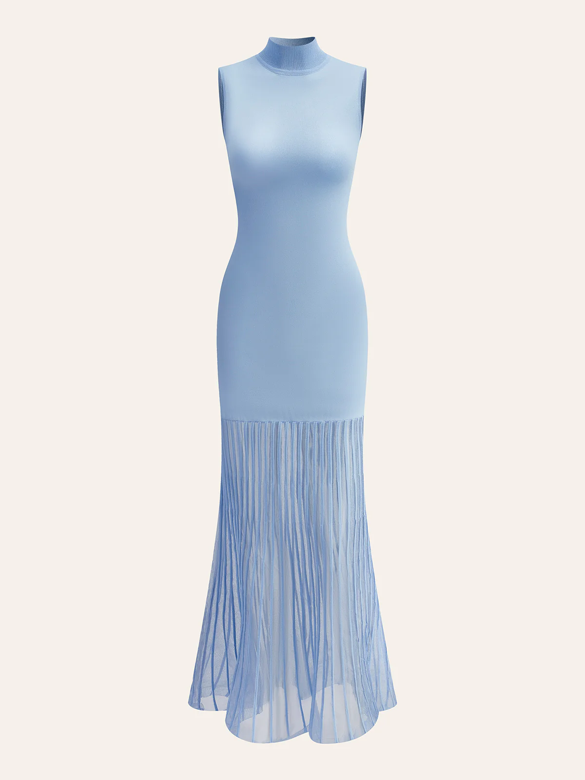 Sleeveless Sheer Panel Dress Without Belt - Takermore