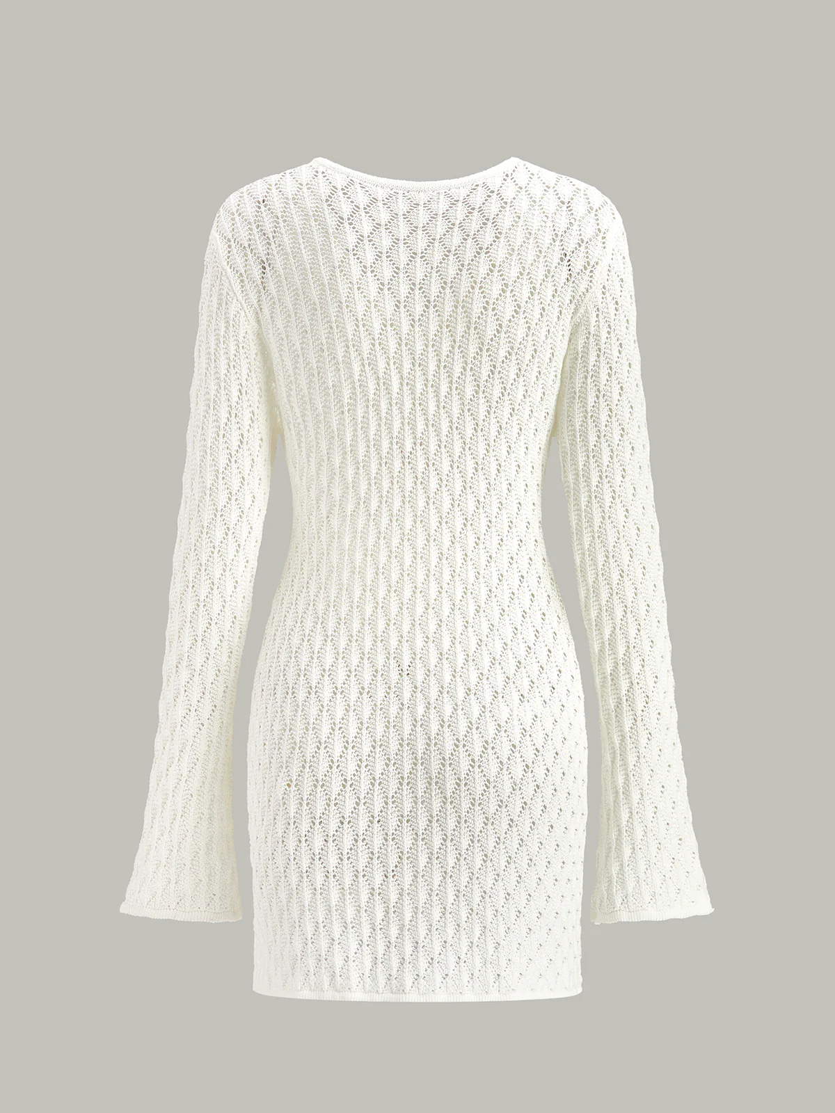 Sheer Knit Sweater Dress with Cut-Out Detail - Takermore