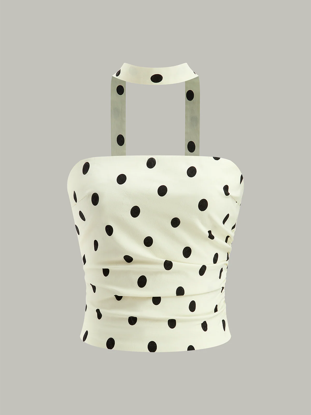 Polka Dot Ruched Strapless Top - Takermore