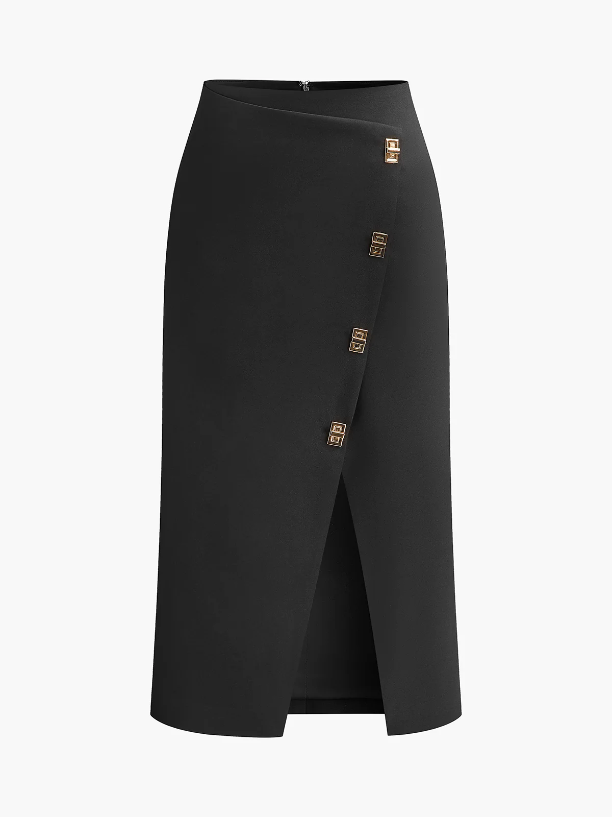 Metal-Detail Split Midi Skirt - Takermore