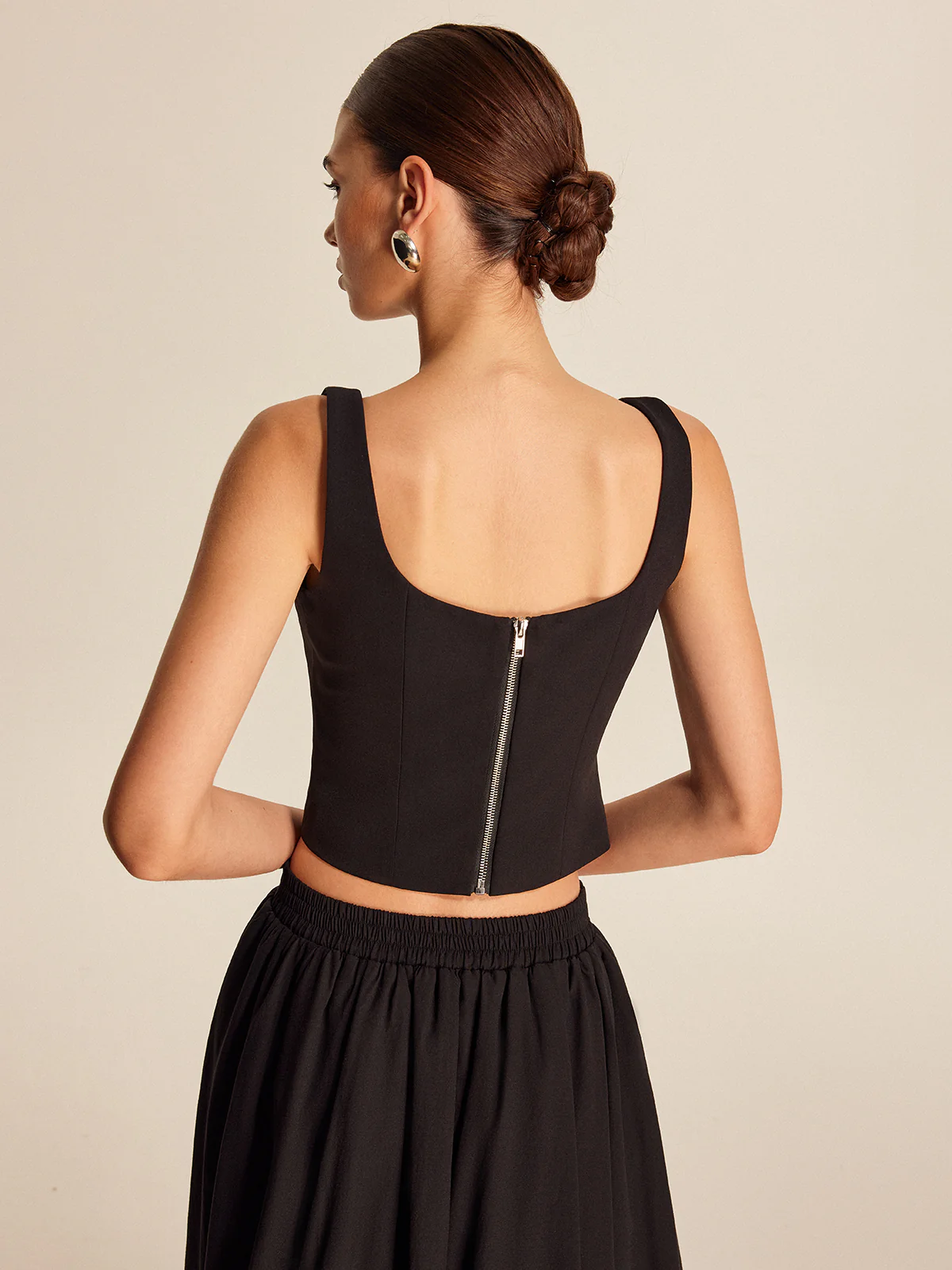 Floral Crystal Back Zipper Top - Takermore