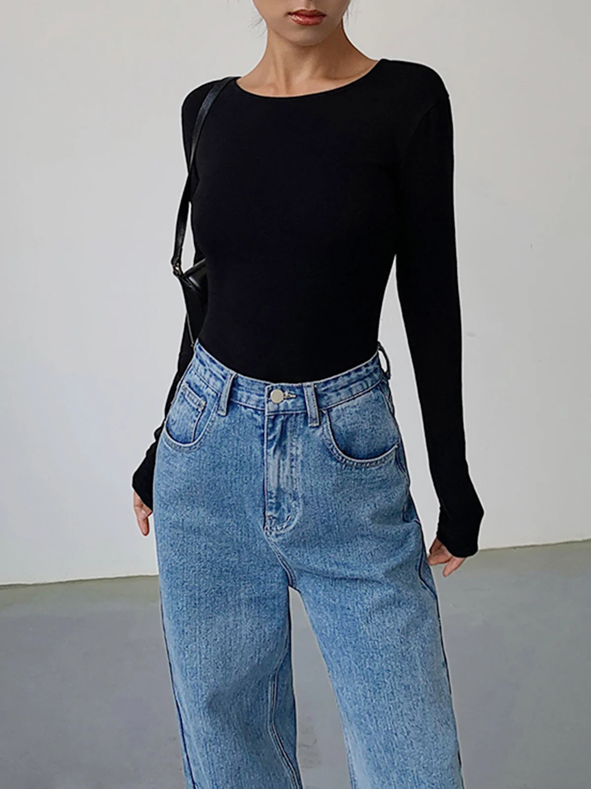 V-Shape Open Back Long Sleeve Shirt - Takermore