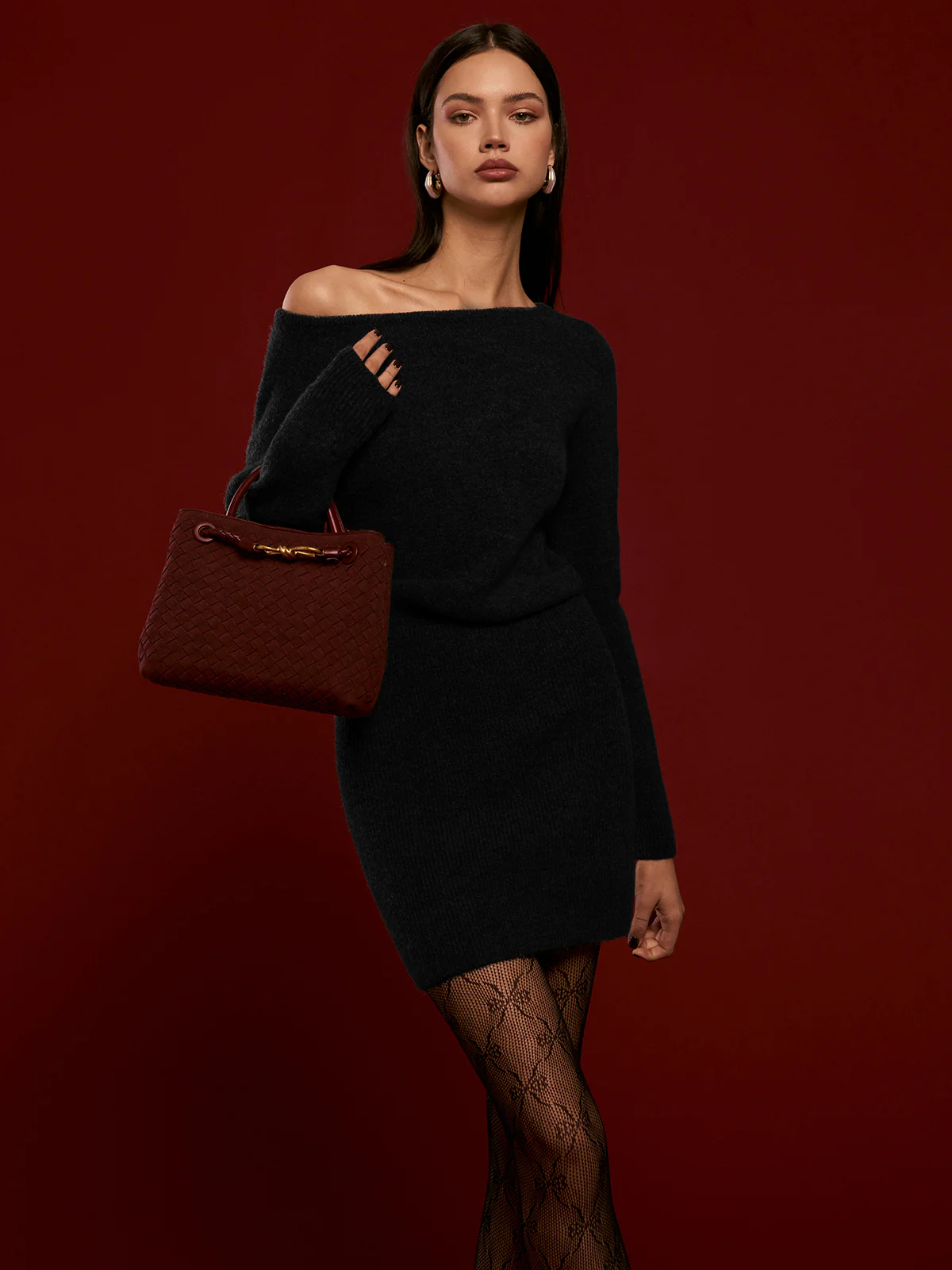 Wool-Blend Asymmetrical Sweater Dress - Takermore