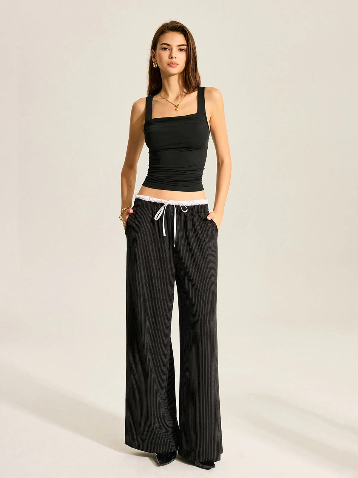 Striped Wide-Leg Pants - Takermore
