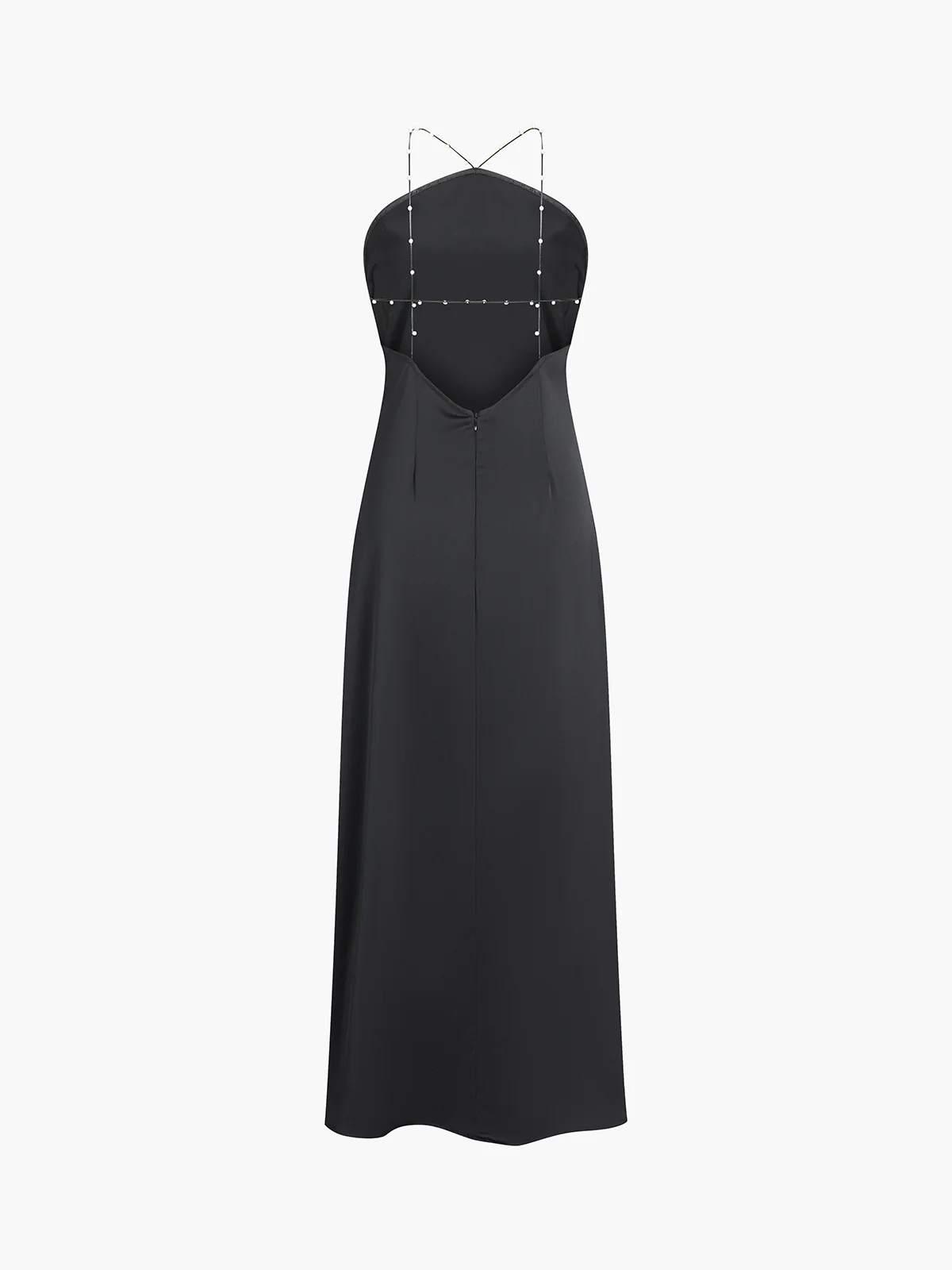 Hold My Pearls Open Back Satin Long Dress - Takermore