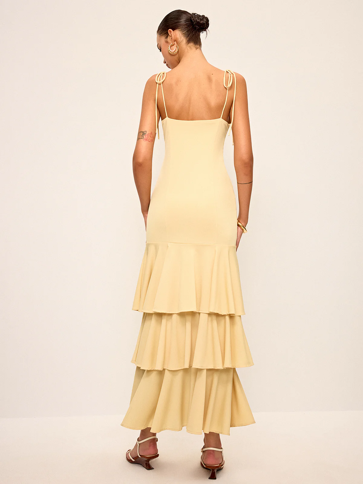 Tie-Strap Shoulder Tiered Maxi Dress - Takermore