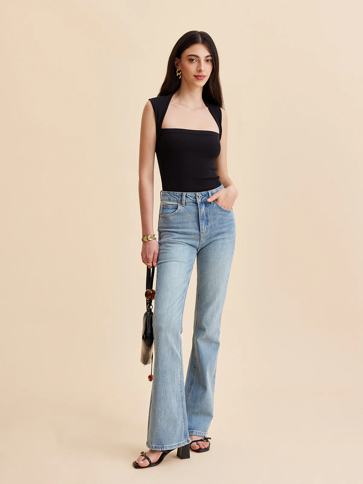 Square Neck Ribbed Tank Top - Takermore