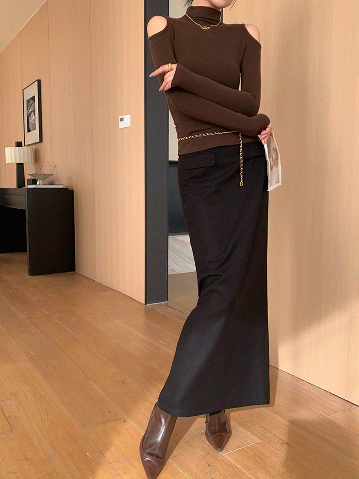 Plain A-Line Maxi Skirt - Takermore
