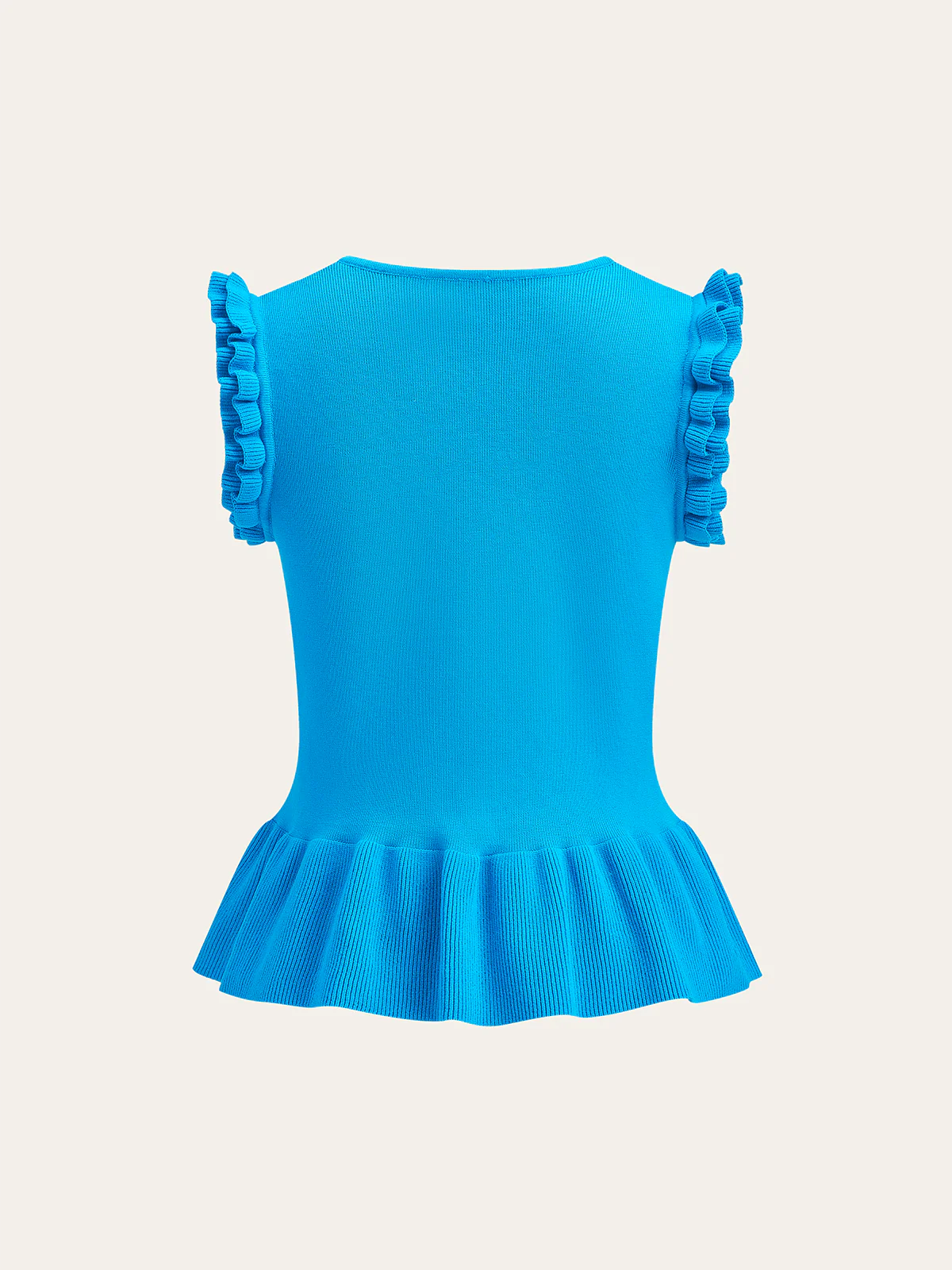 Ruffled Sleeve Peplum Hem Knit Top - Takermore