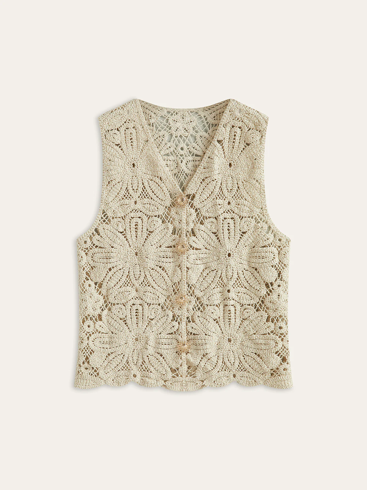 Cotton Crochet Lace Sheer Vest Top - Takermore