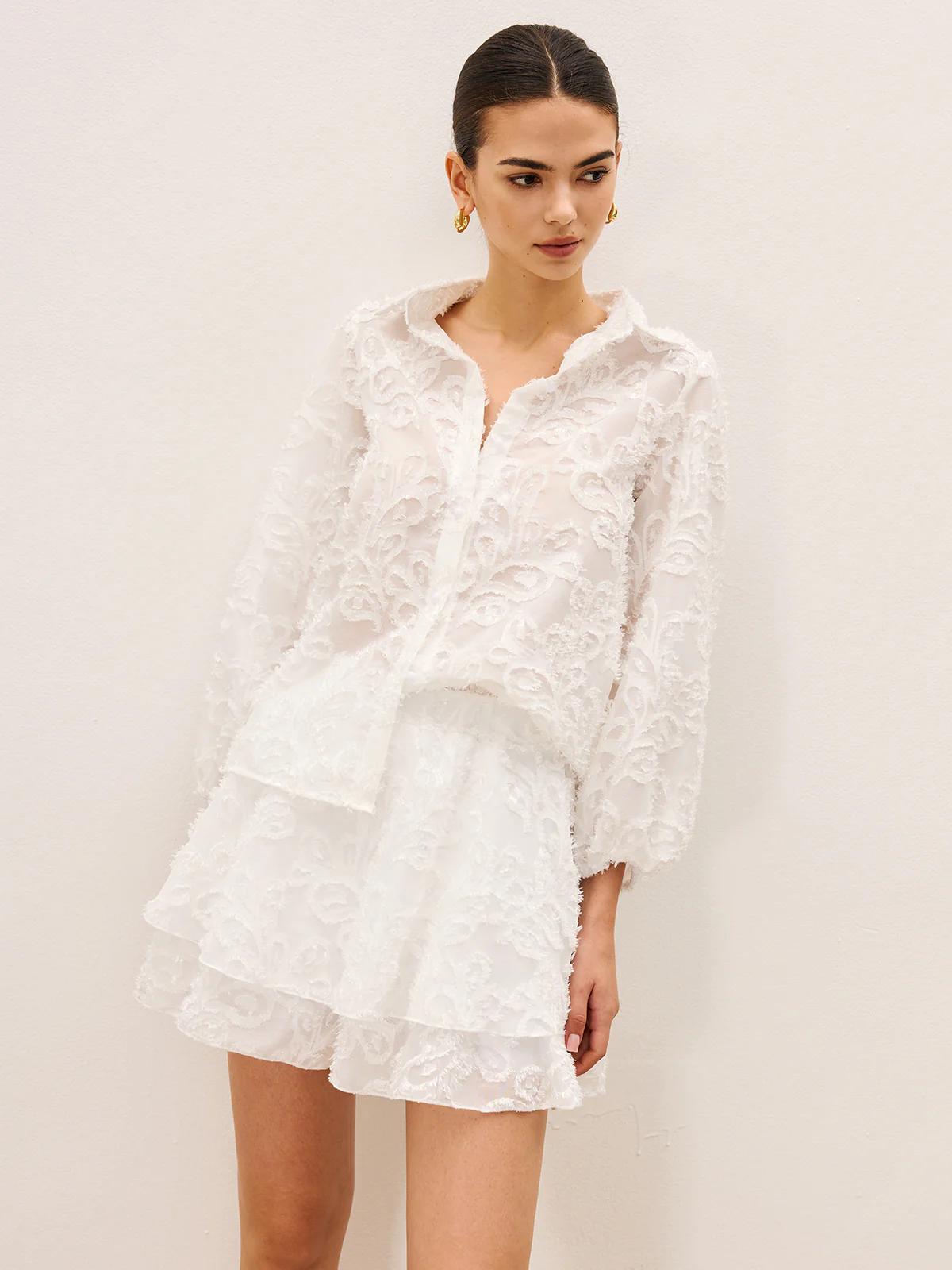 Sheer Embroidered Skirt Set - Takermore