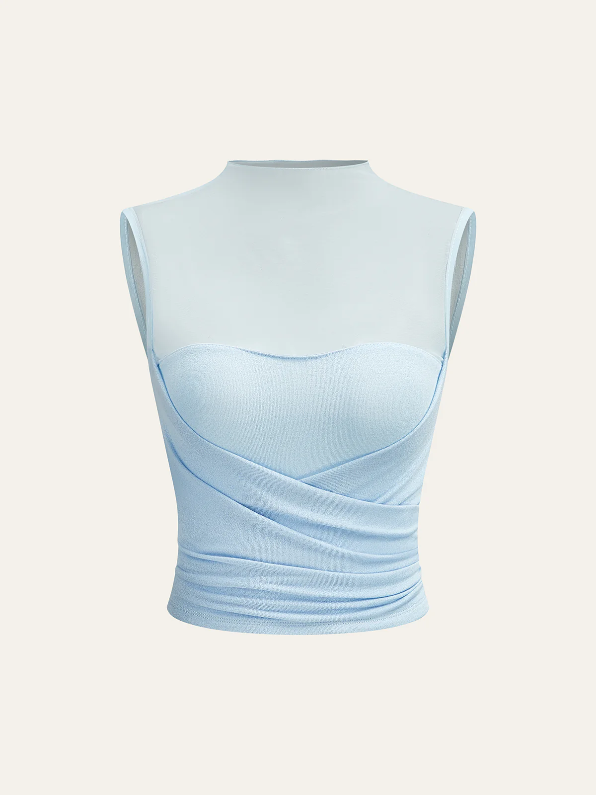 Semi-Sheer Mesh Panel Wrap Top - Takermore