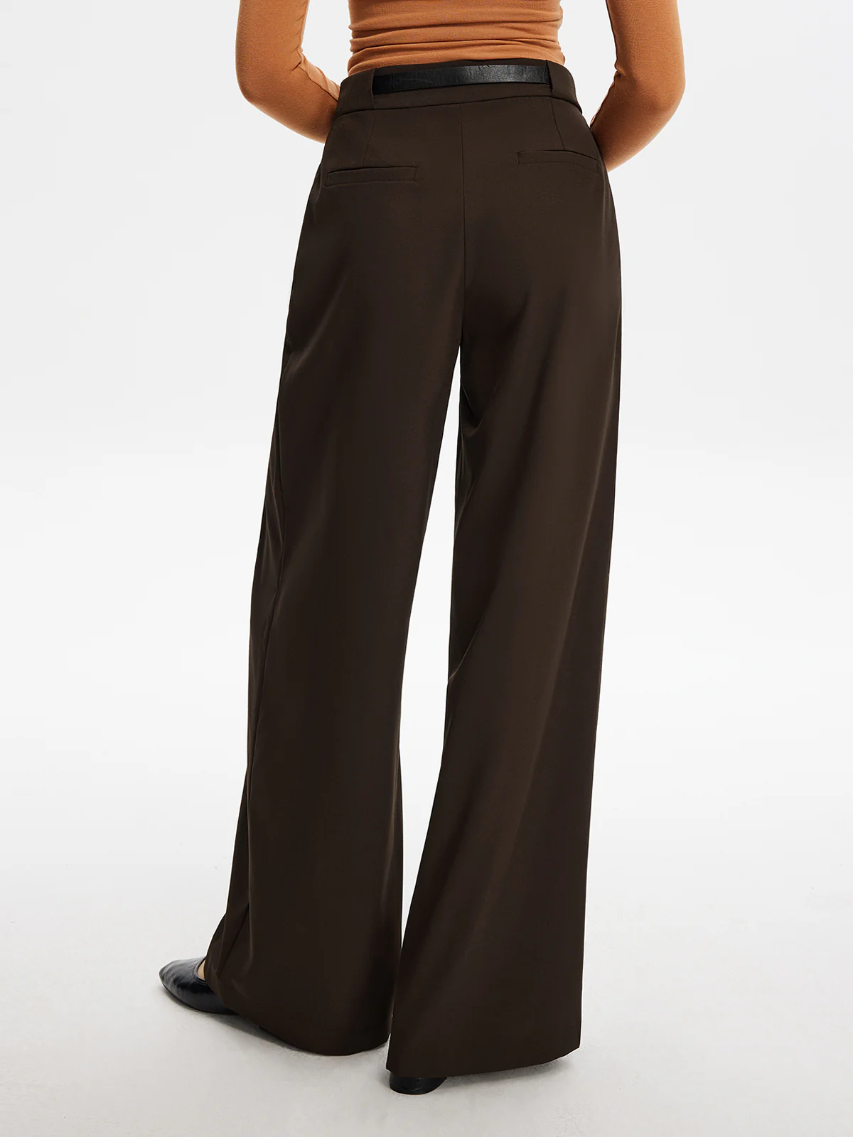 Pleated Wide-Leg Pants With Belt - Takermore