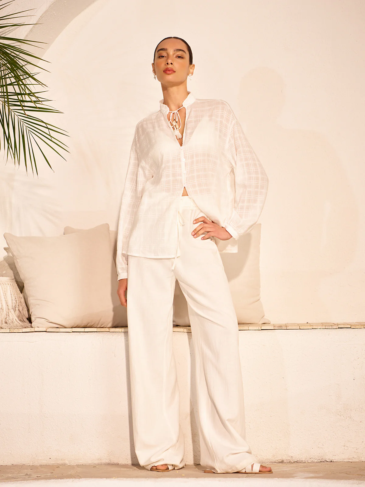 Semi-Sheer Tassel Tie Shirt - Takermore