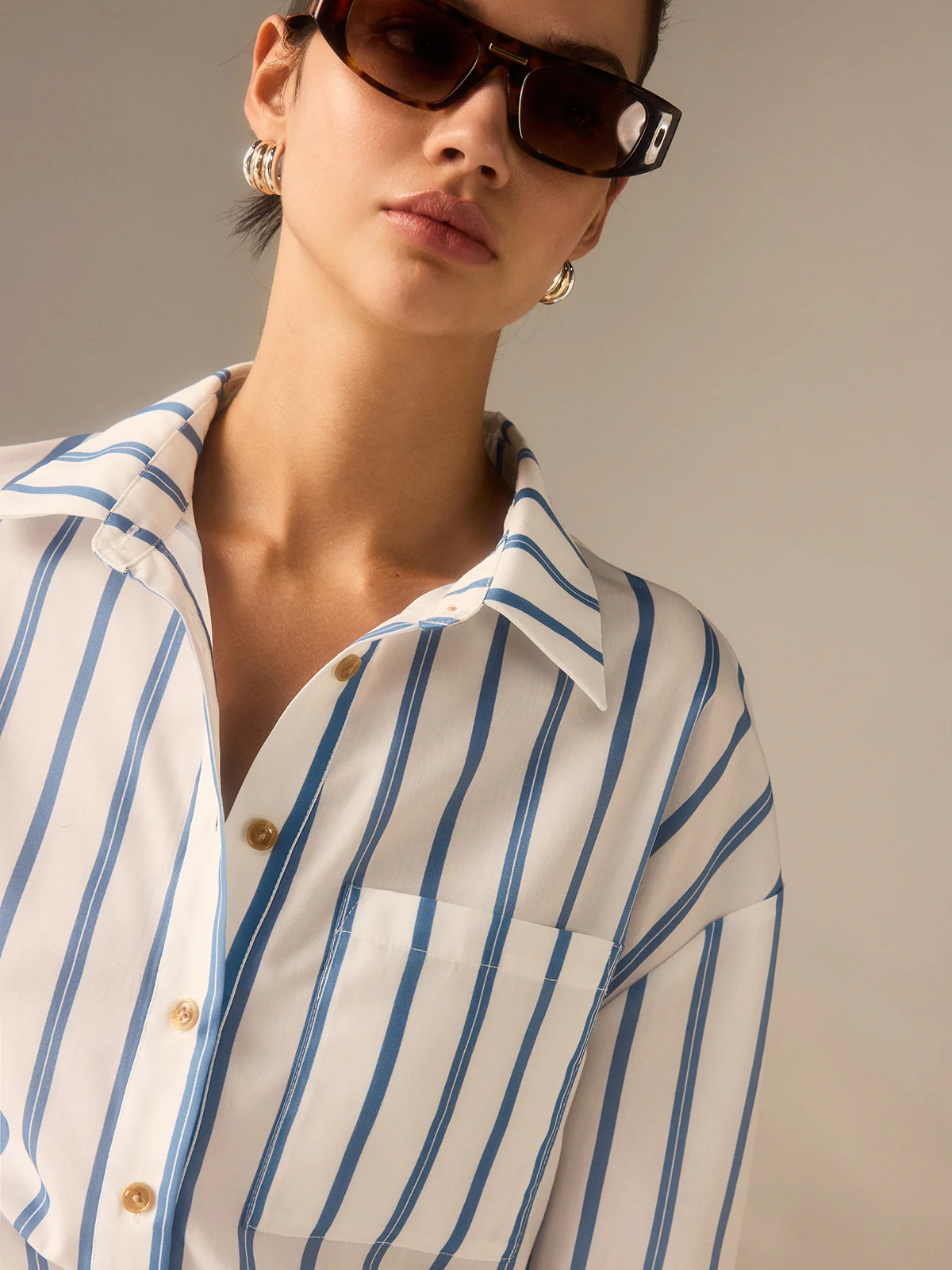 Oversized Striped Button Shirt - Takermore
