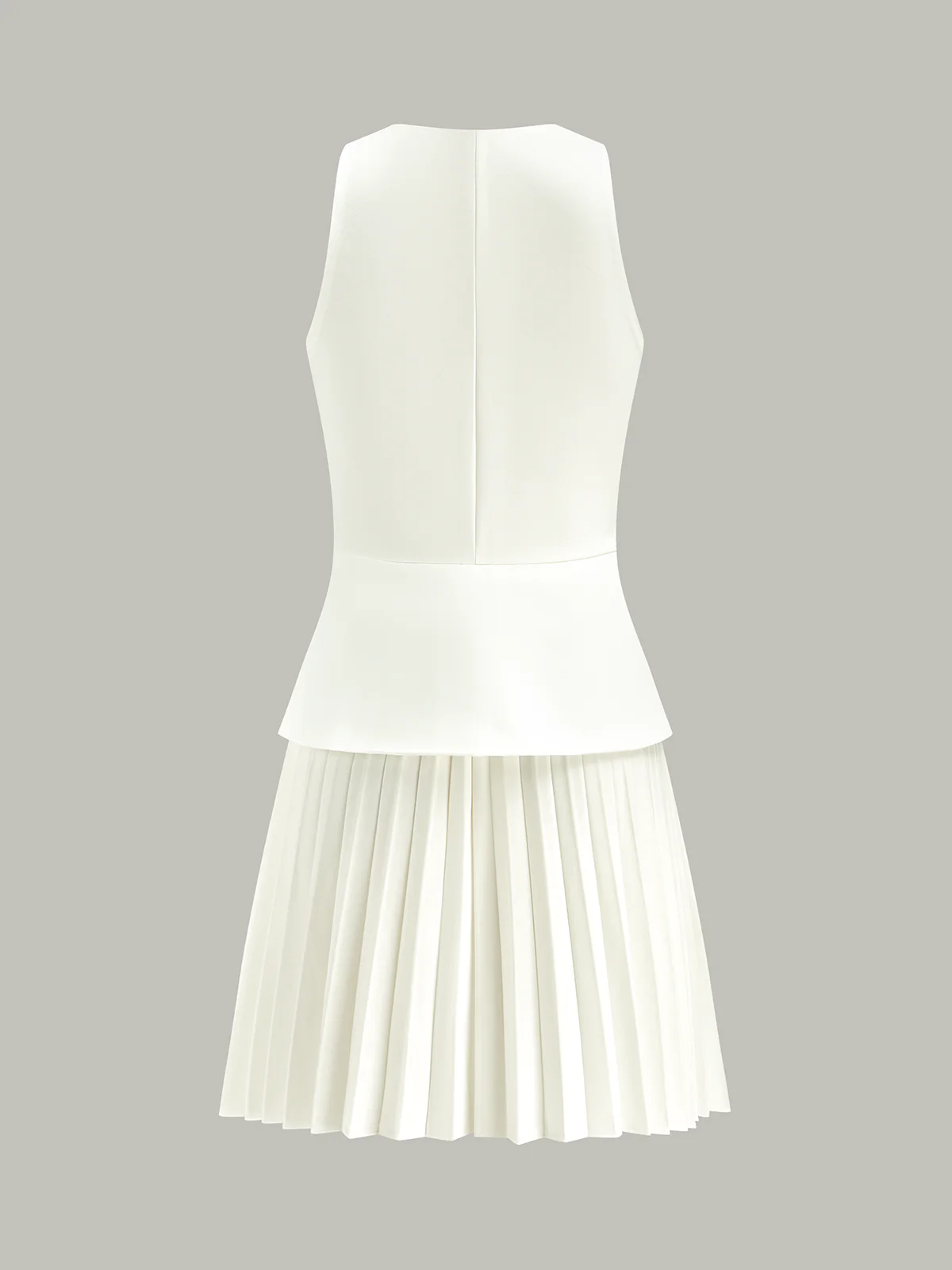 Sleeveless Buttoned Vest-Style Pleated Dress - Takermore