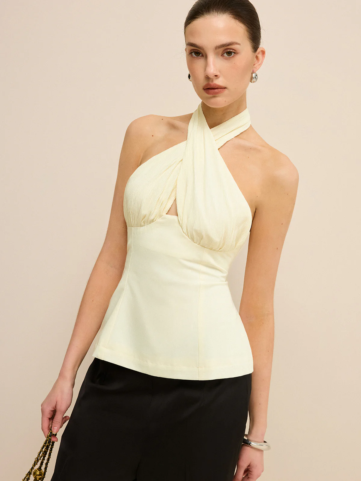 Cross-Over Halter Backless Tank Top - Takermore